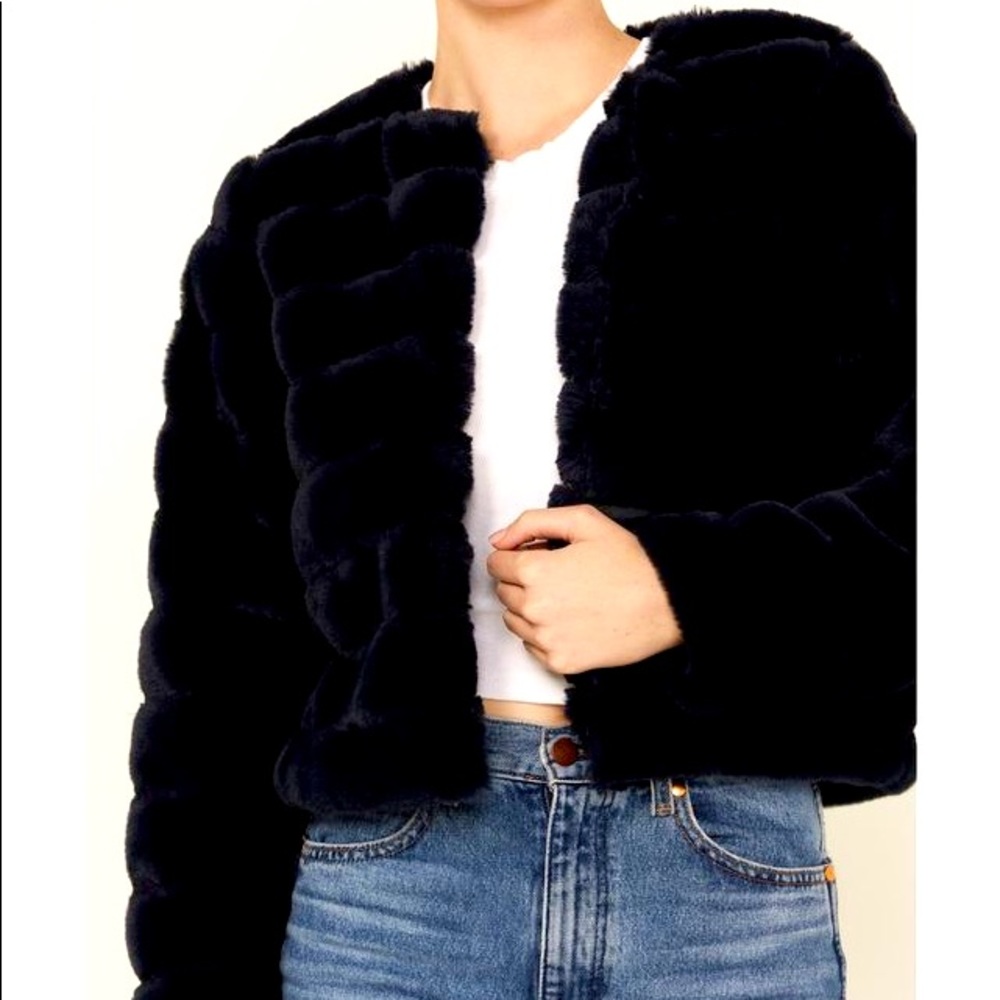 14th & Union faux fur jacket, open front, size: S